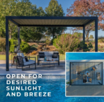 Backyard Discovery Sarasota 16’x10′ Galvanized Steel Louvered Pergola - Image 5