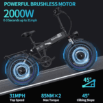 Folding Ebikes for Adults Ridstar 750W Motor 48V 14AH Removable Battery 20 X 4.0 Fat Tire Shimano 7-Speed 19.8MPH Electric Bike - Image 6
