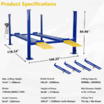 WEIZE 8500lbs 4-Post Car Lift with Caster Kits – PLA-1030 - Image 8
