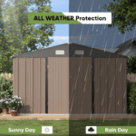 VEIKOUS 10 ft. W x 10 ft. D Outdoor Metal Storage Shed in Gray (100 sq. ft.) - Image 5