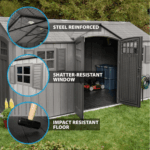 Lifetime 15′ x 8′ Rough Cut Backyard Storage Shed With Floor (60318) - Image 5