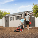 Lifetime 8′ x 17.5′ Outdoor Storage Shed Dual Entry, Tan - Image 9