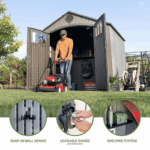 Lifetime 8’ x 7.5’ Outdoor Storage Shed, Light Brown - Image 2