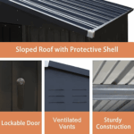 Veikous 8 ft. x 12 ft. Outdoor Storage Shed with Lockable Door and Vents - Image 7