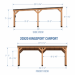 Backyard Discovery Kingsport 20′ x 20′ Cedar Wood Carport with Steel Roof - Image 12