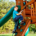 Gorilla Playsets Empire Extreme Wooden Swing Set with Monkey Bars, Clatter Bridge, Tower, and 3 Slides - Image 5