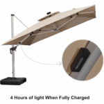 PURPLE LEAF Double Top Deluxe Solar Powered LED Square Patio Umbrella - Image 14