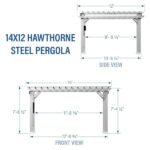 14×12 Hawthorne Traditional Steel Pergola With Sail Shade Soft Canopy - Image 3