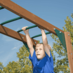 Knightsbridge Plus Complete Wooden Outdoor Playset with Monkey Bars, Slide, Rock Wall and Swing Set Accessories - Image 4