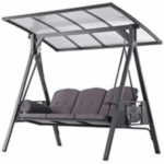 PURPLE LEAF 3-seat Outdoor Patio Porch Swing Adjustable Backrest, Cushions and Pillow Included - Image 9
