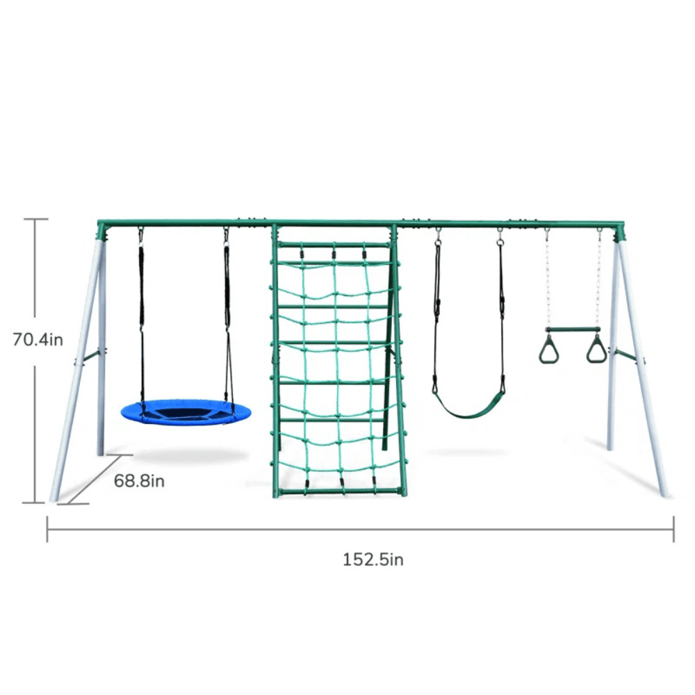 kap-product-78-image-1.png Swing Sets with Saucer Swing,Belt Swing,Trapeze Bar,Climbing Rope,Climbing Ladder - Image 1