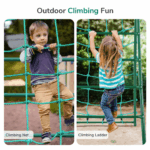 Swing Sets with Saucer Swing,Belt Swing,Trapeze Bar,Climbing Rope,Climbing Ladder - Image 6
