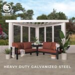 Ridgedale 8 Ft. X 8 Ft. White Steel Modern Cabana Pergola with Conversation Seating in Pumice - Image 2